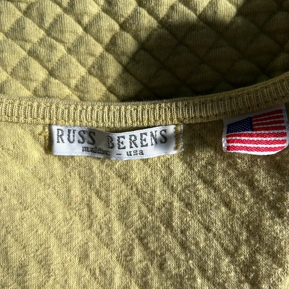 Russ Berens Malibu Vintage Waffle Weave Women’s Size M Chartreuse Pullover Top - Picture 11 of 13